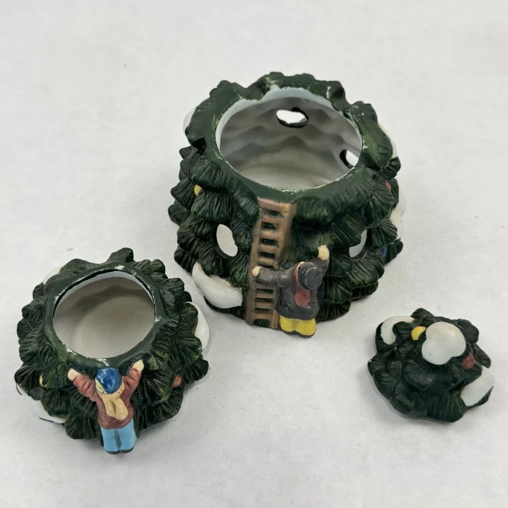 Vintage Dayton Hudson Christmas Tree Potpourri Pot Ladder Climbers Ceramic 5" - Picture 6 of 16